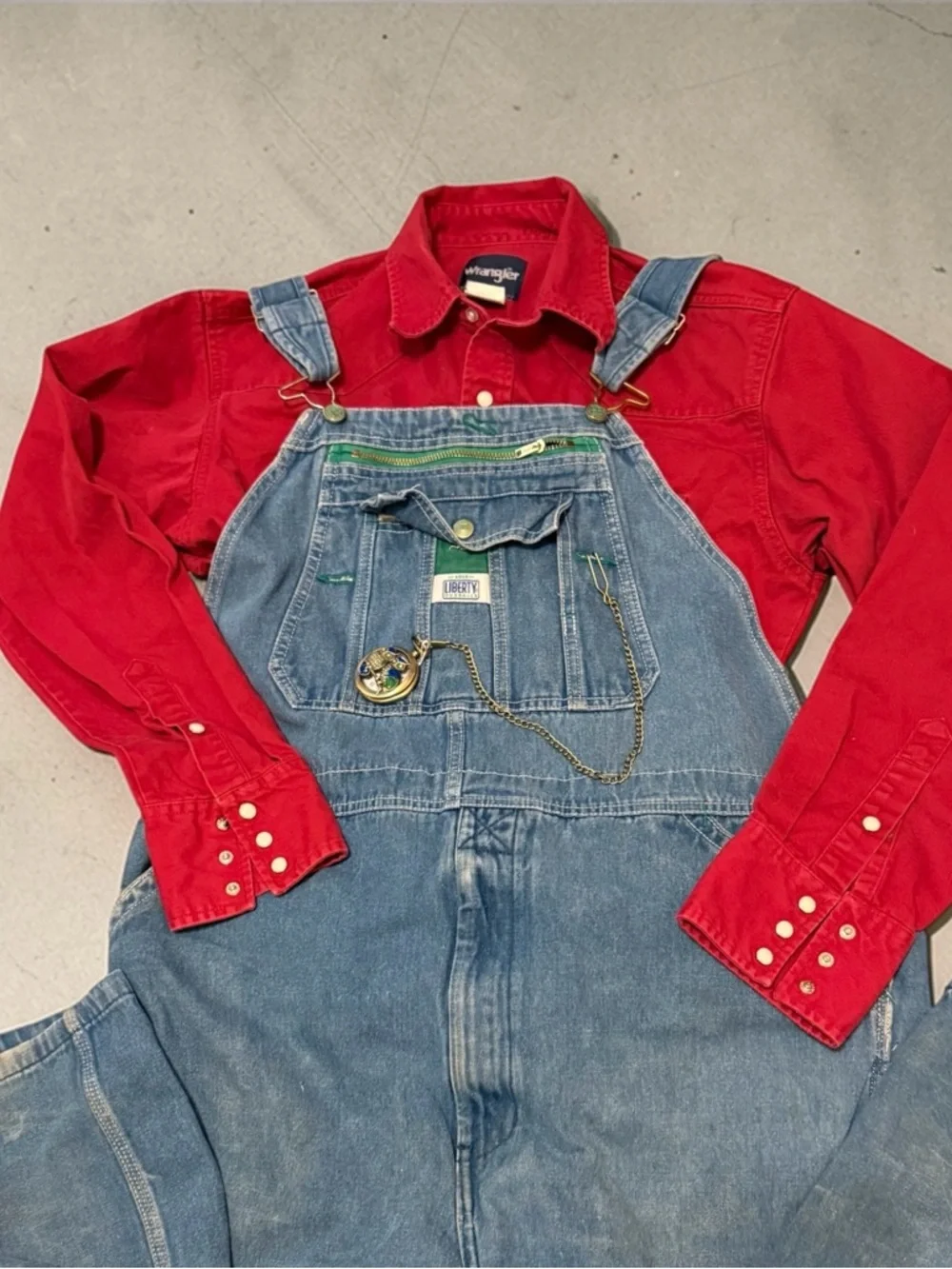 Liberty Overalls 38x34 Denim Bib Distressed Faded Workwear Carpenter - Picture 7 of 10